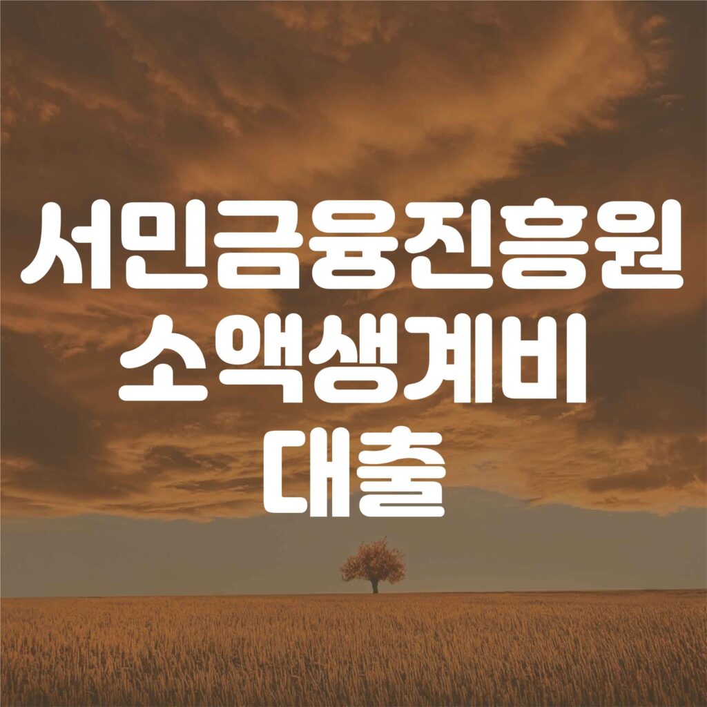 서민금융진흥원 소액생계비 대출